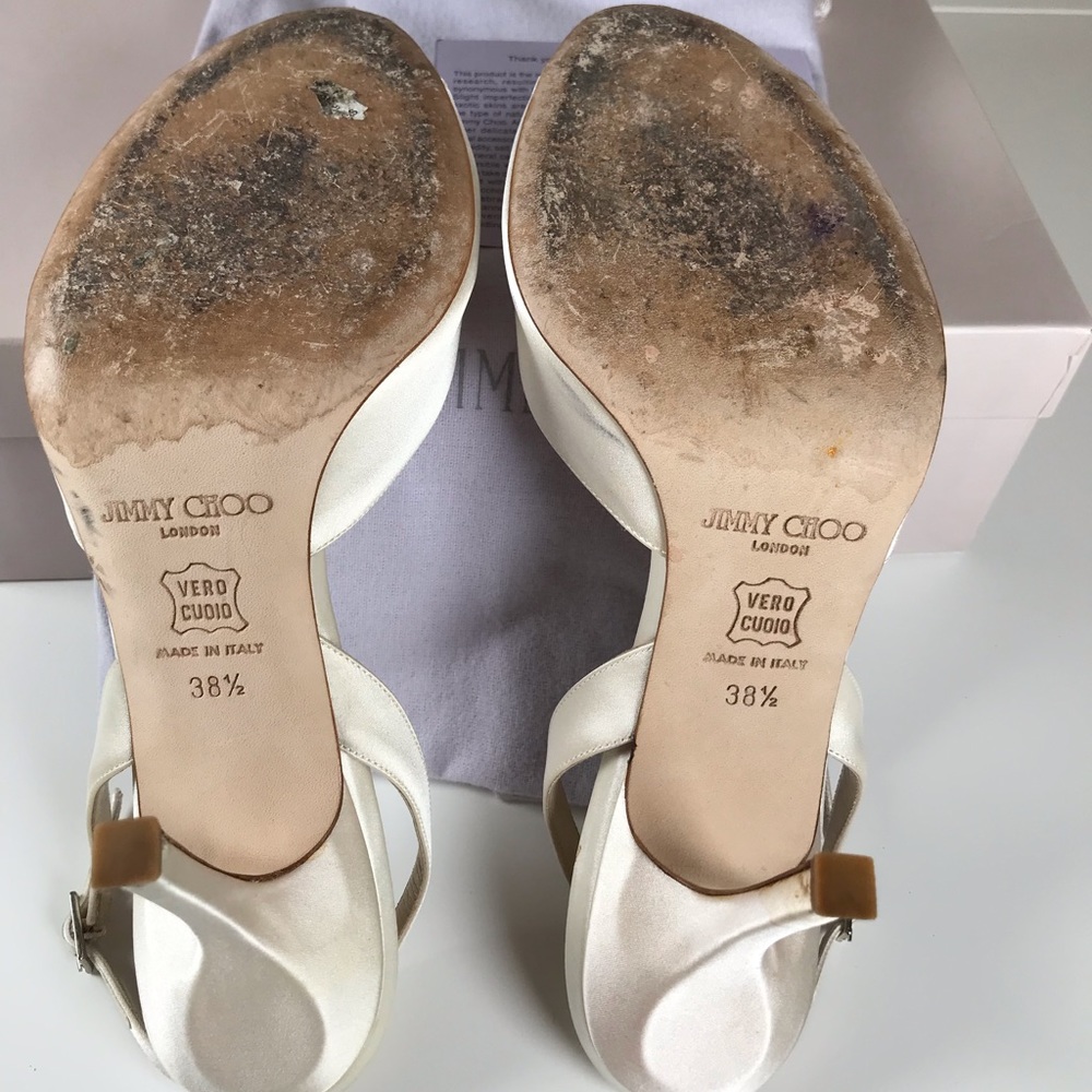 SOLD Jimmy Choo Silk Satin Ivory ‘Regal’ Heels - Picture 8 of 8